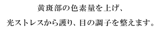 黄斑部の色素量を上げ、光ストレスから護り、目の調子を整えます。